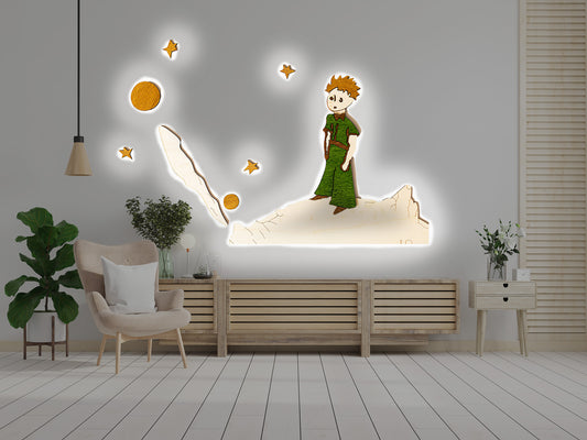 Little prince - LED Light Wooden wall decoration